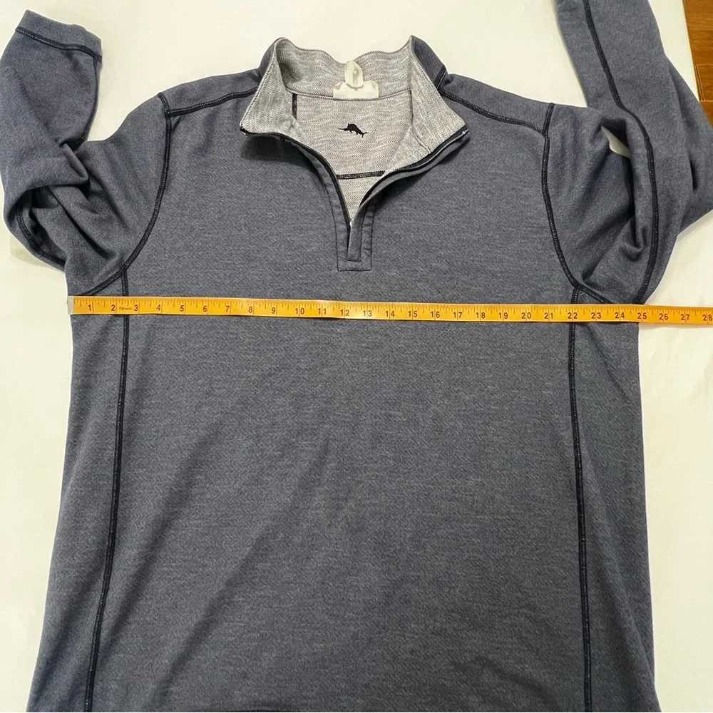 Tommy Bahama Switch It Up Reversible Quarter Zip Pullover XL Blue & White